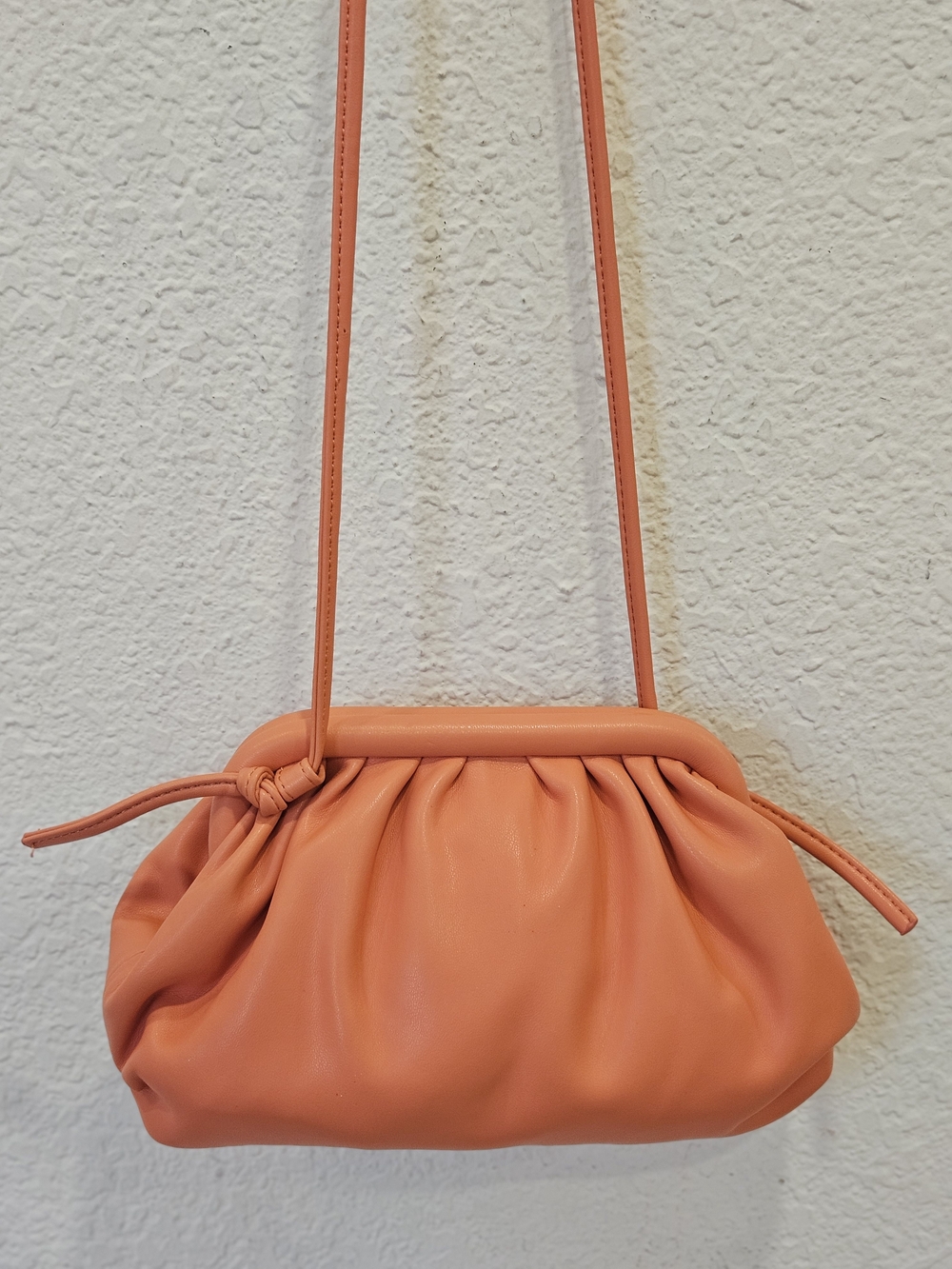 Steve Madden Slouchy Ruched Mini Pouch Crossbody Bag – Mango / Coral Orange